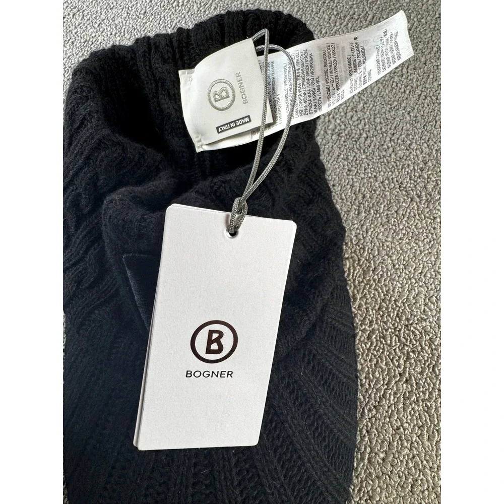 Bogner Tessa Visor Hat Black Cable‎ Knit Wool Cashmere Blend Outdoors Active New